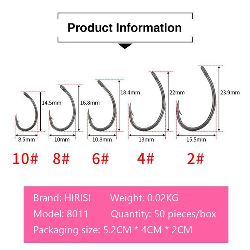 Fishing Equipment Market - Hirisi 50pcs Boxed Hooks Barbed Multi-Type